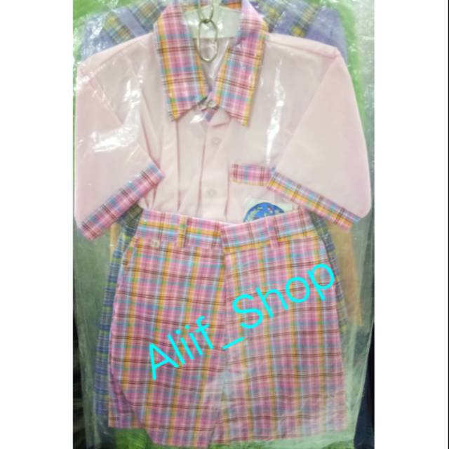 Seragam paud/TK kombinasi pink