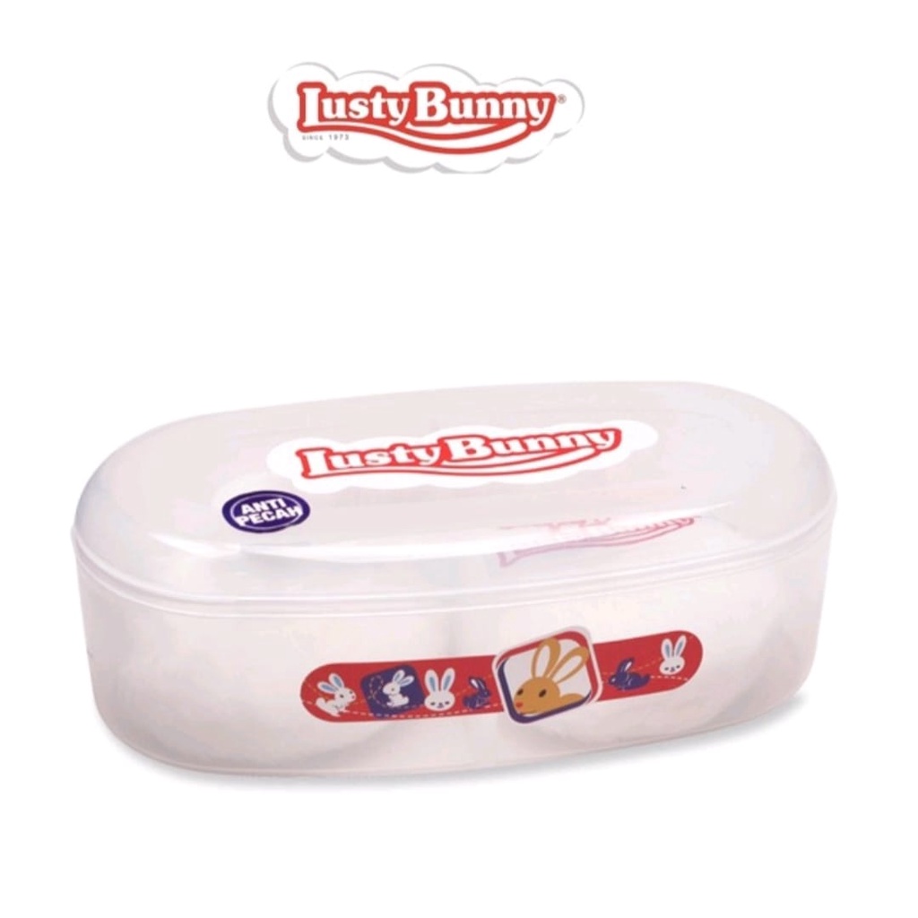 LUSTY BUNNY Baby Powder Case / Tempat Bedak Bayi Anti Pecah Double Isi 2 Puff