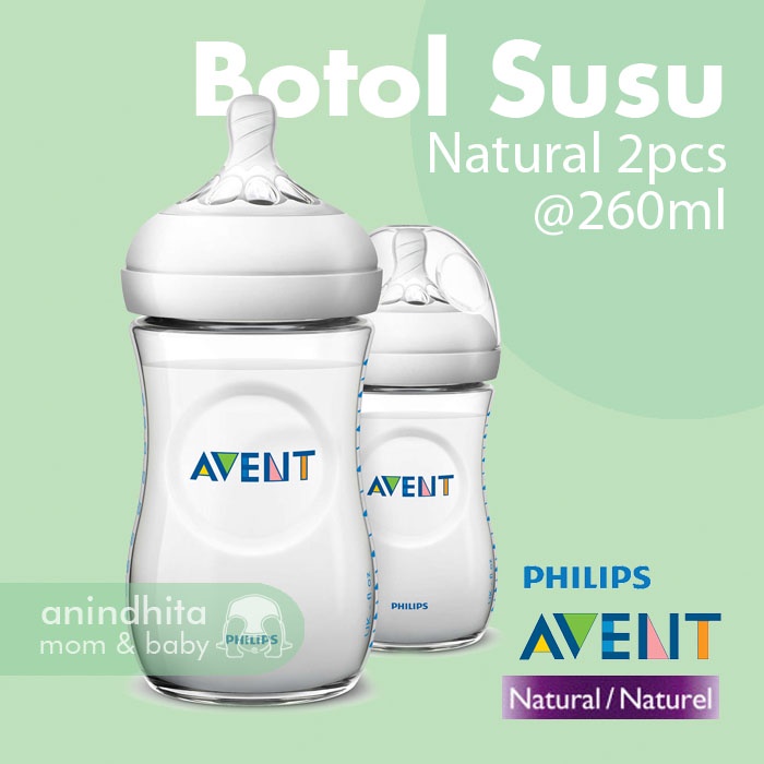 Philips AVENT Natural Feeding Bottle 260ml Twin Pack (2pcs) Botol Susu Avent