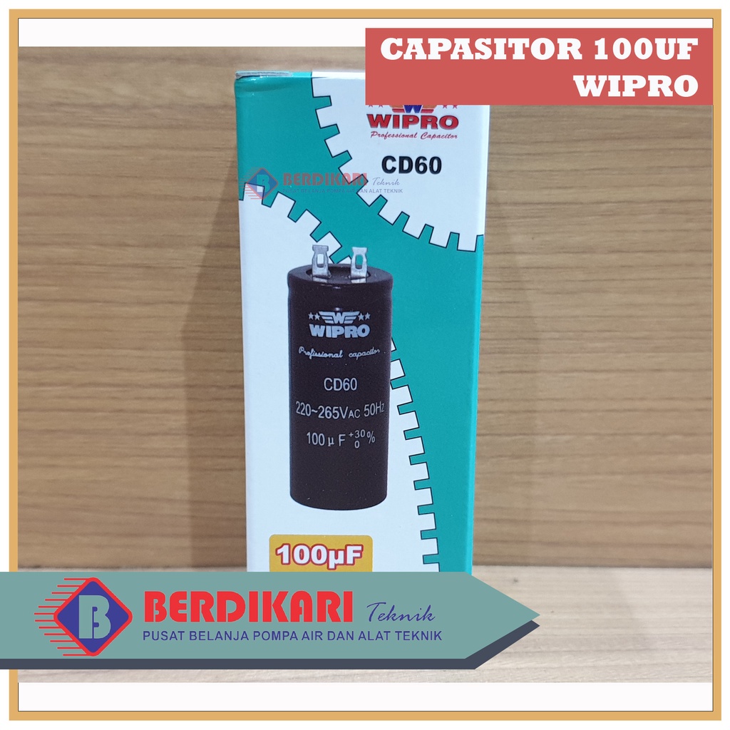 Kapasitor / Capasitor Bulat Electro Motor Listrik Dinamo Wipro 100uf