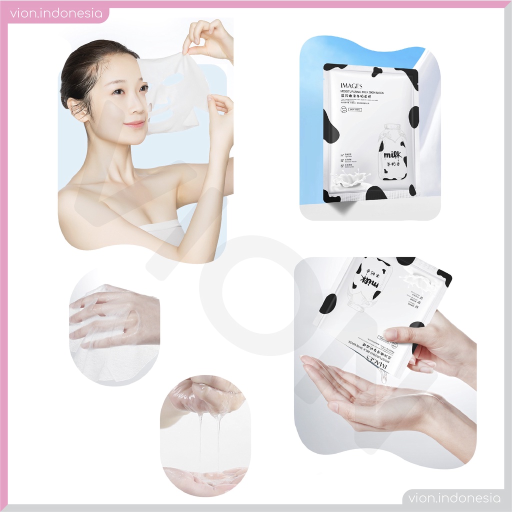 IMAGES Cow Milk Mask Facial Sheet Masker Wajah Susu Sapi Kulit Sehat Original IM004