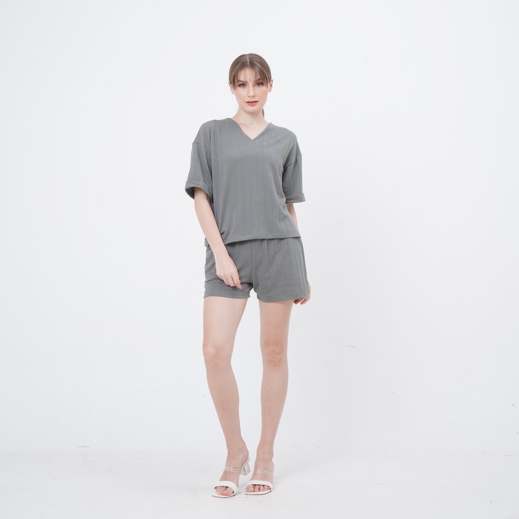 [Ready Stock] Minimoel Women Elira Knit One Set in Gray | Setelan | Pakaian Wanita