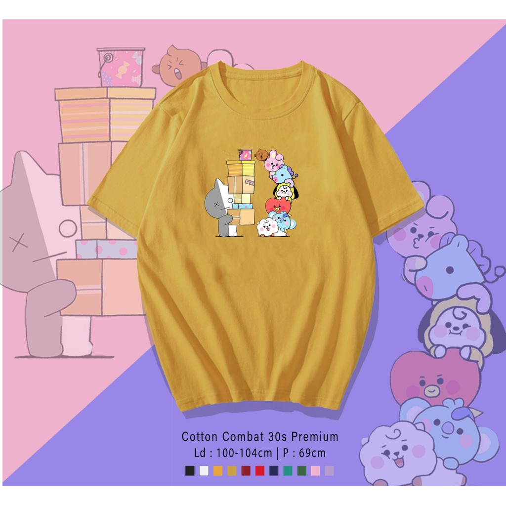 BT21 GIVE   / TERMURAH BAJU KAOS KATUN WANITA/ PRIA UNISEX LENGAN PENDEK / TUMBLR TEE