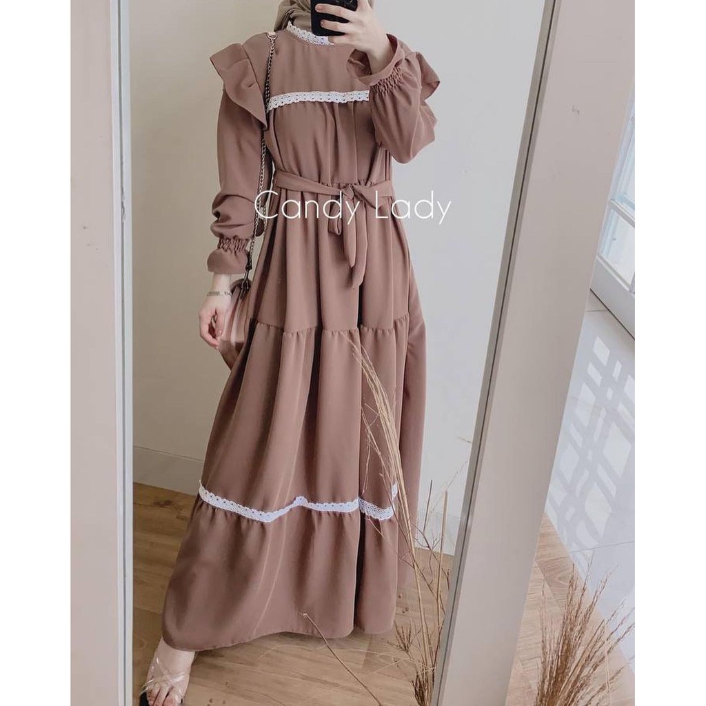 1KG MUAT 4PCS | AMIRA GAMIS RENDA HITS PREMIUM FASHION OOTD SELEBGRAM SYARIAH MUSLIMAH GROSIR WANITA-3