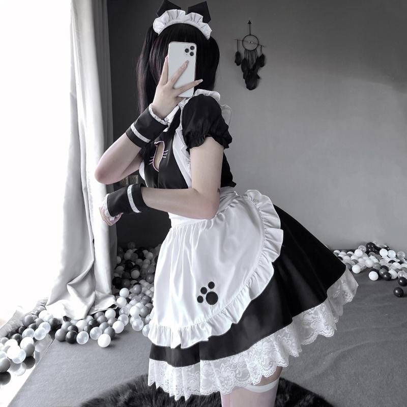 【Wetrose】Ready Stock Cosplay Cute Cat Girl Sexy Neko Kawaii Maid Outfit Japanese Lolita Uniform Dress Pembantu Set