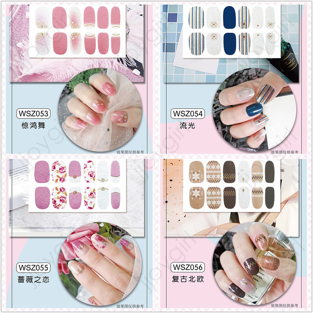 WSZ Nail sticker motif / sticker kuku / stiker kuku / nail stiker glitter / stripes design