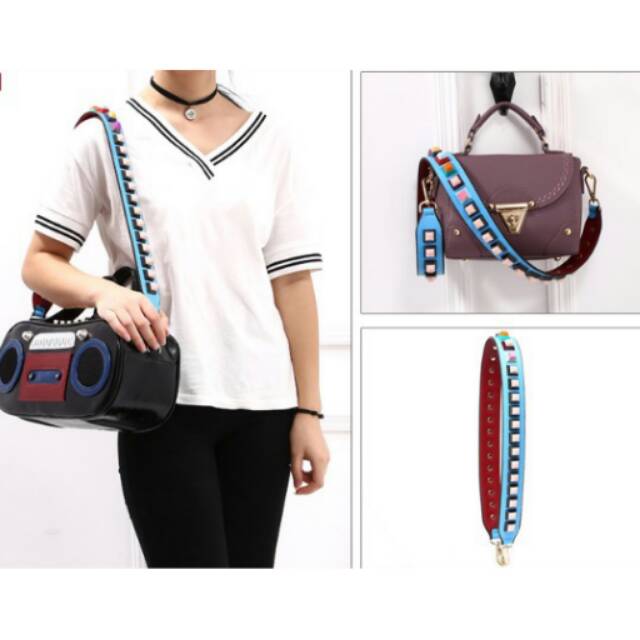 SALE DEFECT Premium Strap You Candy Stud Blue Red Inspired/ Bag Strap/ Tali Tas Panjang