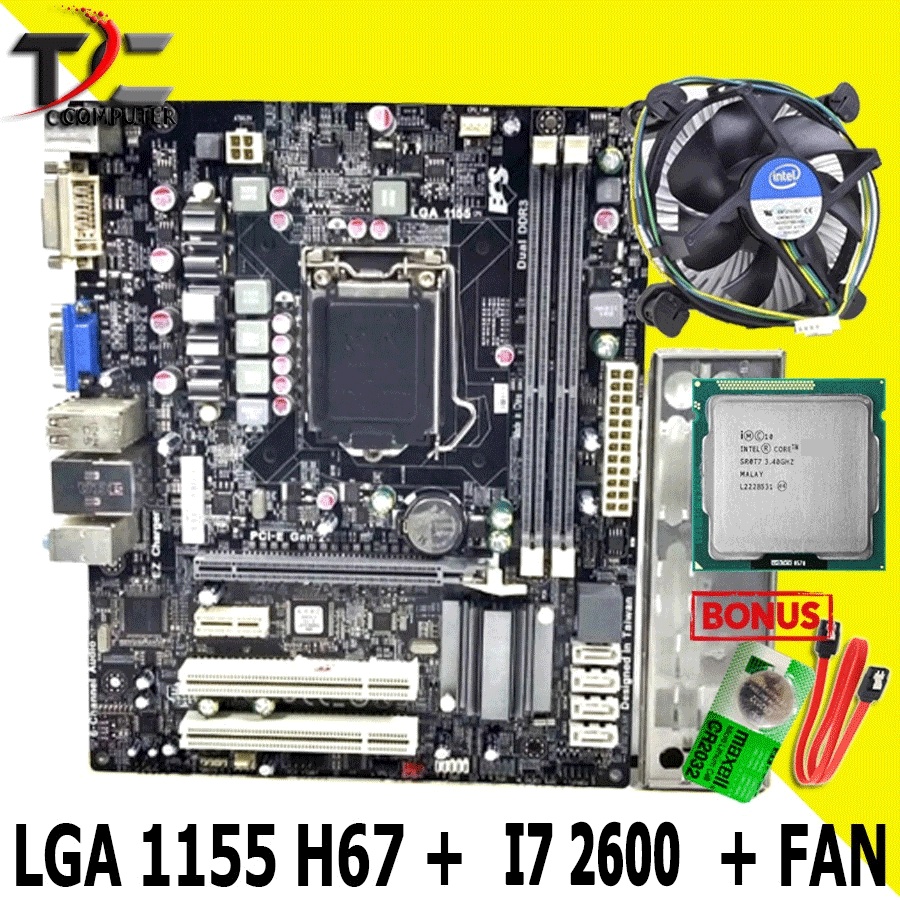 PAKET HEMAT Motherboard Intel LGA H67 + PROCESSOR I7 2600 + FAN