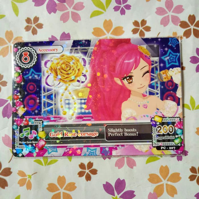 aikatsu accessory gold rose corsage seira promotion card pc-207