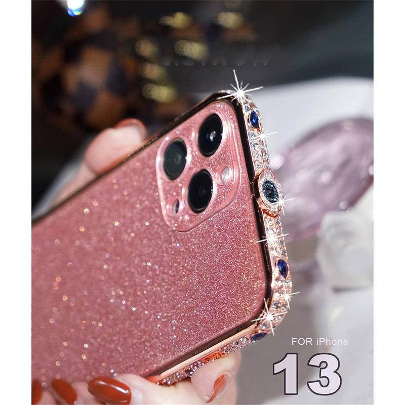 Case Bumper Metal Aluminum Hias Kristal Berlian Imitasi Glitter Untuk Iphone 13 12 11 Pro Max XS Max Xr X XS