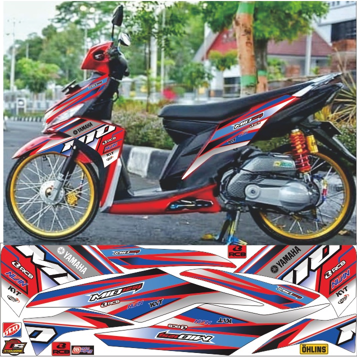 striping variasi mio m3/mio z racing warna merah lis biru