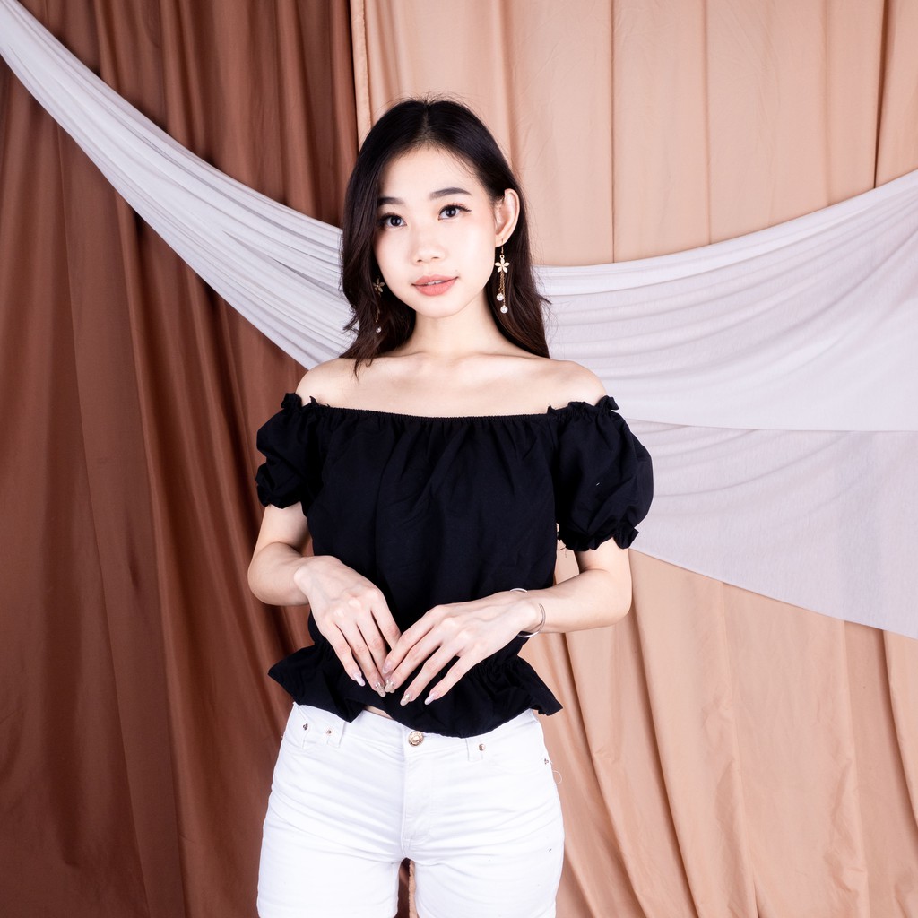 VS - CLARABELL TOP LENGAN PUFF - ATASAN WANITA CROP TOP