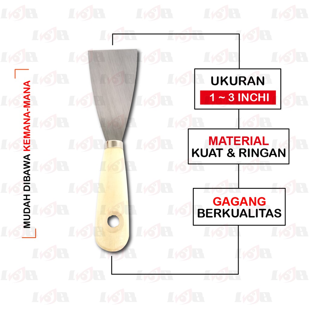 Kape Gagang Kayu Scrap Scraper 1.5 - 3.5 inci Plat Baja Elastis Lentur