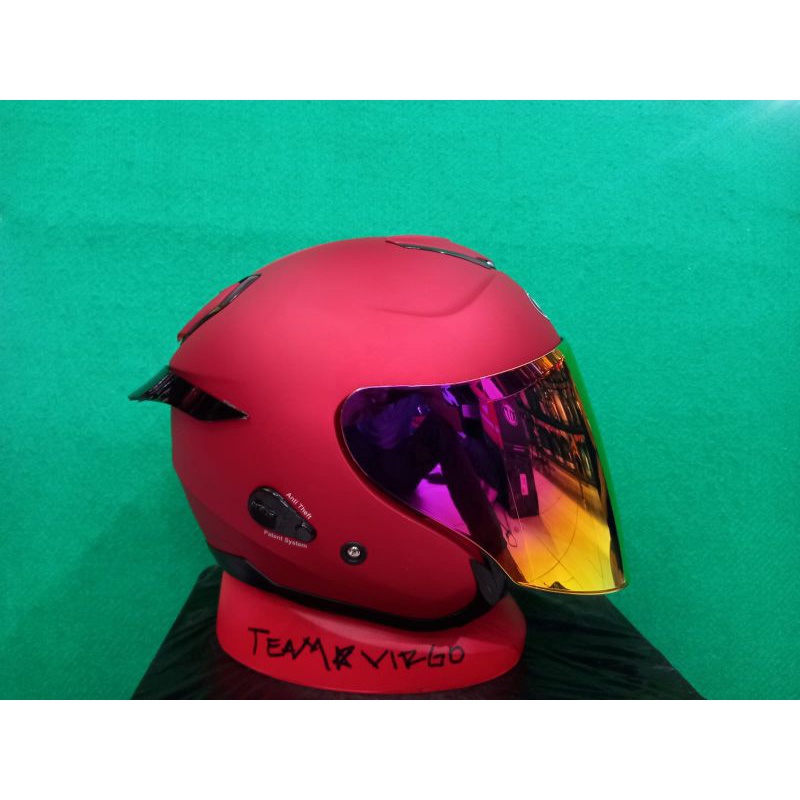 KYT HELM KYOTO RED MAROON PAKET GANTENG