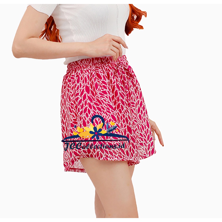 Celana  Hotpan Rok Celana pendek sifon corak / Rocela Gaya korea wanita Casual Model Korea Ginna - JCCollections