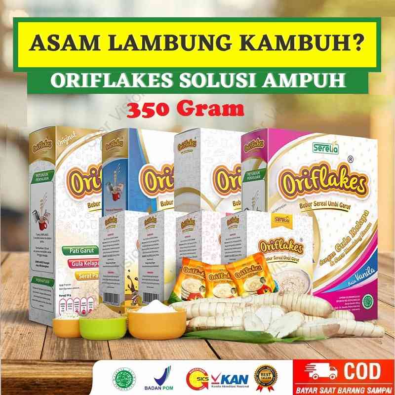 

ORIFLAKES 350gr Sereal Oatmeal Diet Outmeal Diet Umbi Pati Tepung Garut Obat Herbal Asam Lambung Maag Gerd Bpom