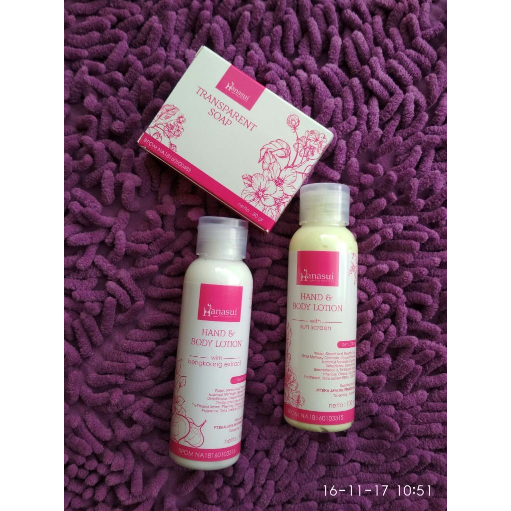 Hanasui Body Care Lotion 3 in 1 SAbun Losion Pagi Malam Perawatan Kulit Cantik Beauty Skin Care