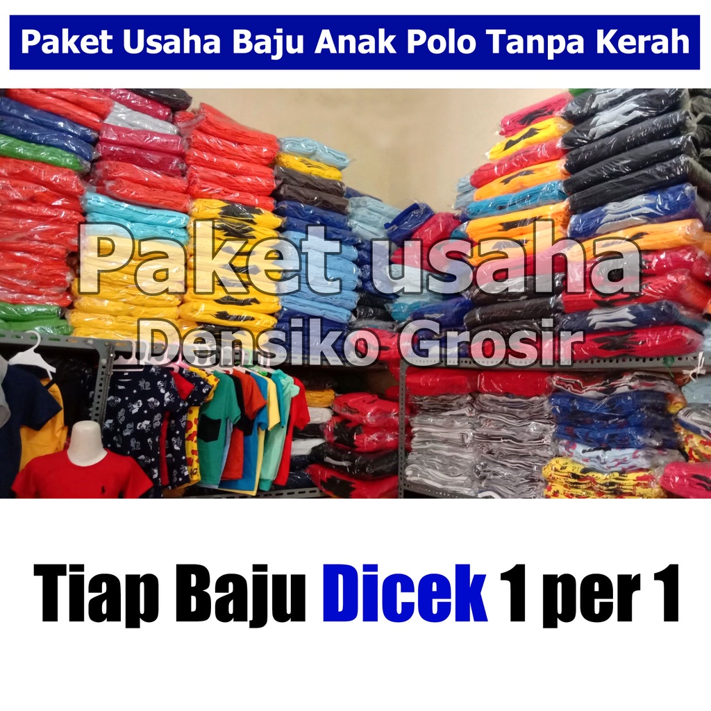 GROSIR 1 Lusin Baju Anak Polo Tanpa Kerah (Size 4-6) serian 3 ukuran Baju