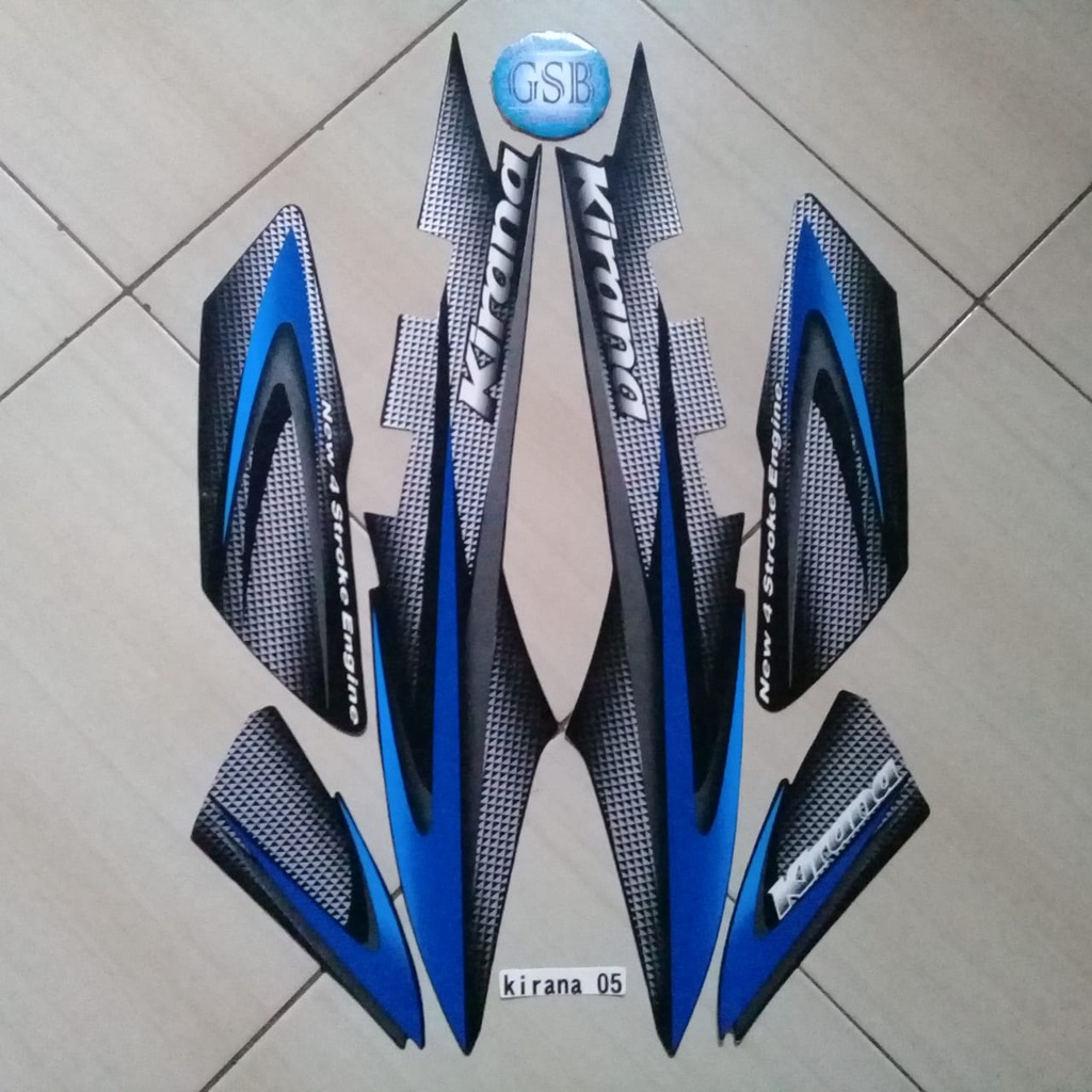 sticker striping motor honda kirana 2005 full hitam-biru