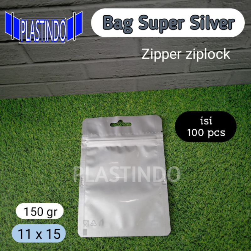 ISI 100 PCS SACHET BAG SUPER SILVER 150 GR KPACK PLASTIK KLIP ALUMINIUM FOIL