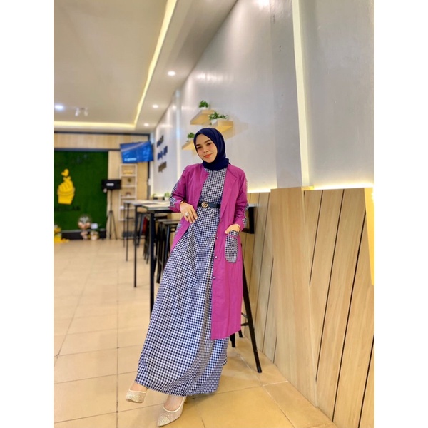 gamis outer kotak kotak