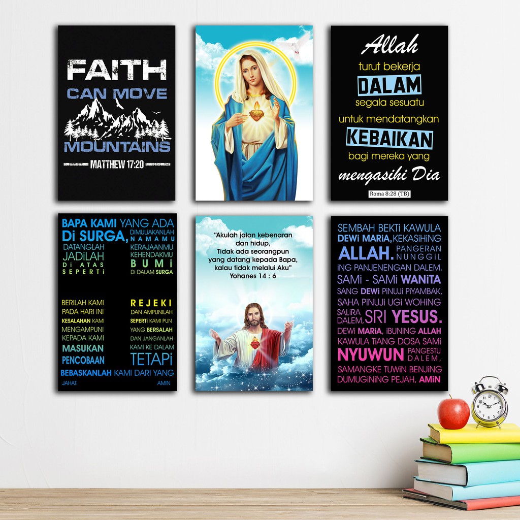 wall decor nasrani poster yesus hiasan dinding rumah kristen katolik