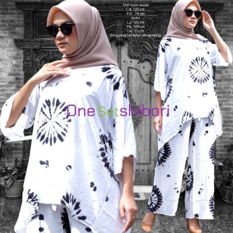 Setelan Wanita Kekinian Waka Jumbo One Set Rayon Shibori Baju Tidur Perempuan Dewasa Termurah