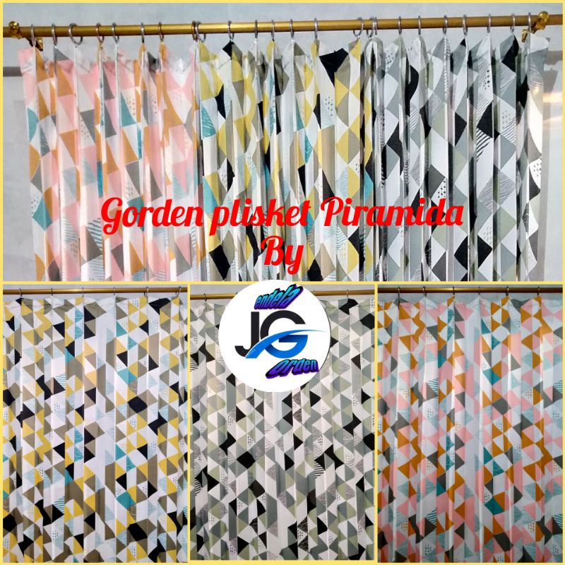 Gorden plisket motif minimalis piramid bulat polkadot tebal murah kaitan kawat s