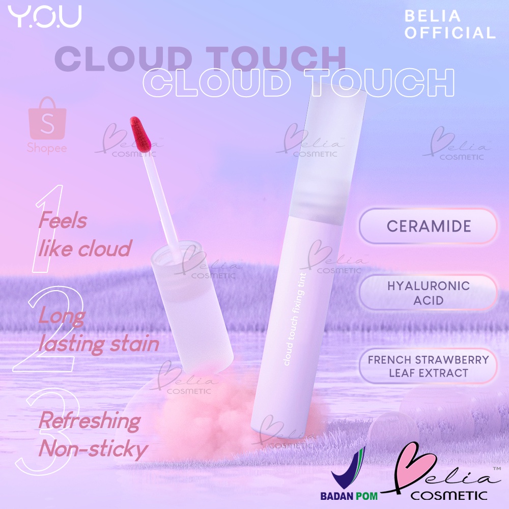 ❤ BELIA ❤ YOU Cloud Touch Fixing Tint | Lip Tint [Soft Velvet Finish Lip Stain | Korean Style Lipstik Bibir | Melembapkan Tahan Lama liptint]