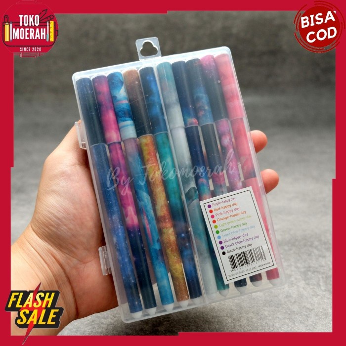 

Unik Pulpen 1 Box Isi 10Pcs Warna Lucu Murah Pen Gel Unik Marble Galaxy Trendi