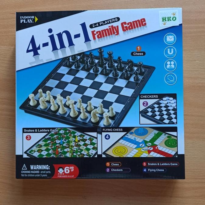 Board Game Magnetic 4 in 1 Besar [Ular Tangga Ludo Catur Checkers]