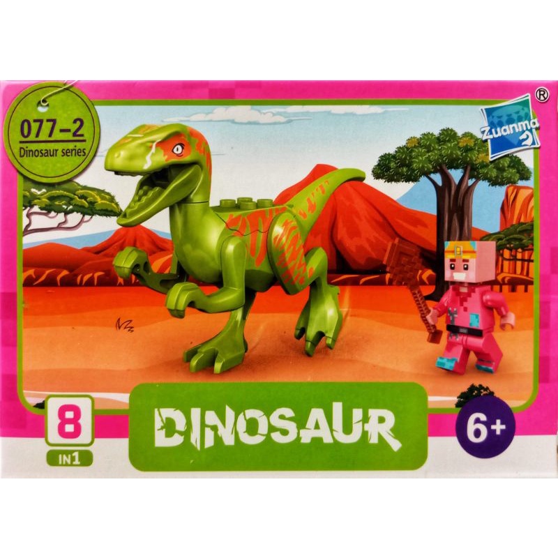 mainan anak lego mine craft world minicraft SATU PAKET ISI 3 KARAKTER FIGURE LQS 62101 mini craft minifigure block mini figure bricks dunia kotak square marvel naruto ninjago justice league avengers robot rangers dinosaurus tentara army soldier-Minecraft Dino 077-2