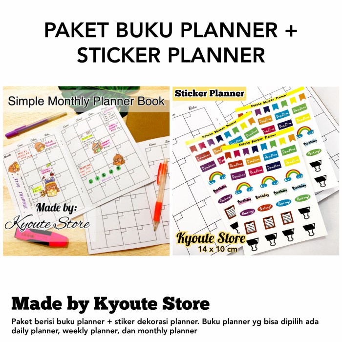 

Cantik Paket Buku Dan Sticker Dekorasi Planner Daily Weekly Monthly Agenda Berkualitas