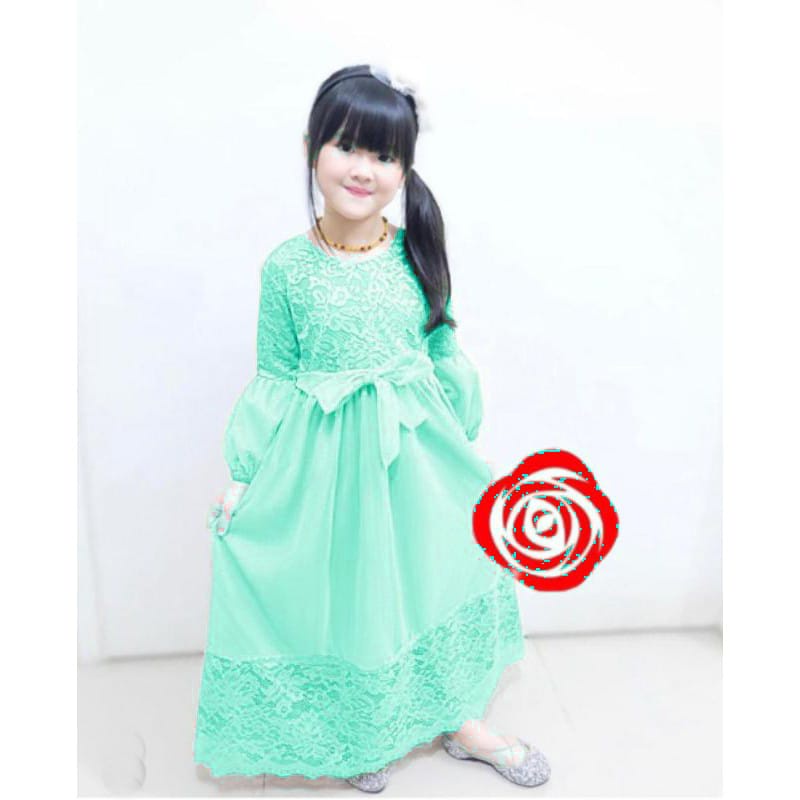 MAXI JOCELYN KID / GAMIS ANAK BRUKAT FULL / GAMIS ANAK MUSLIM KONDANGAN PESTA 3-6 TAHUN
