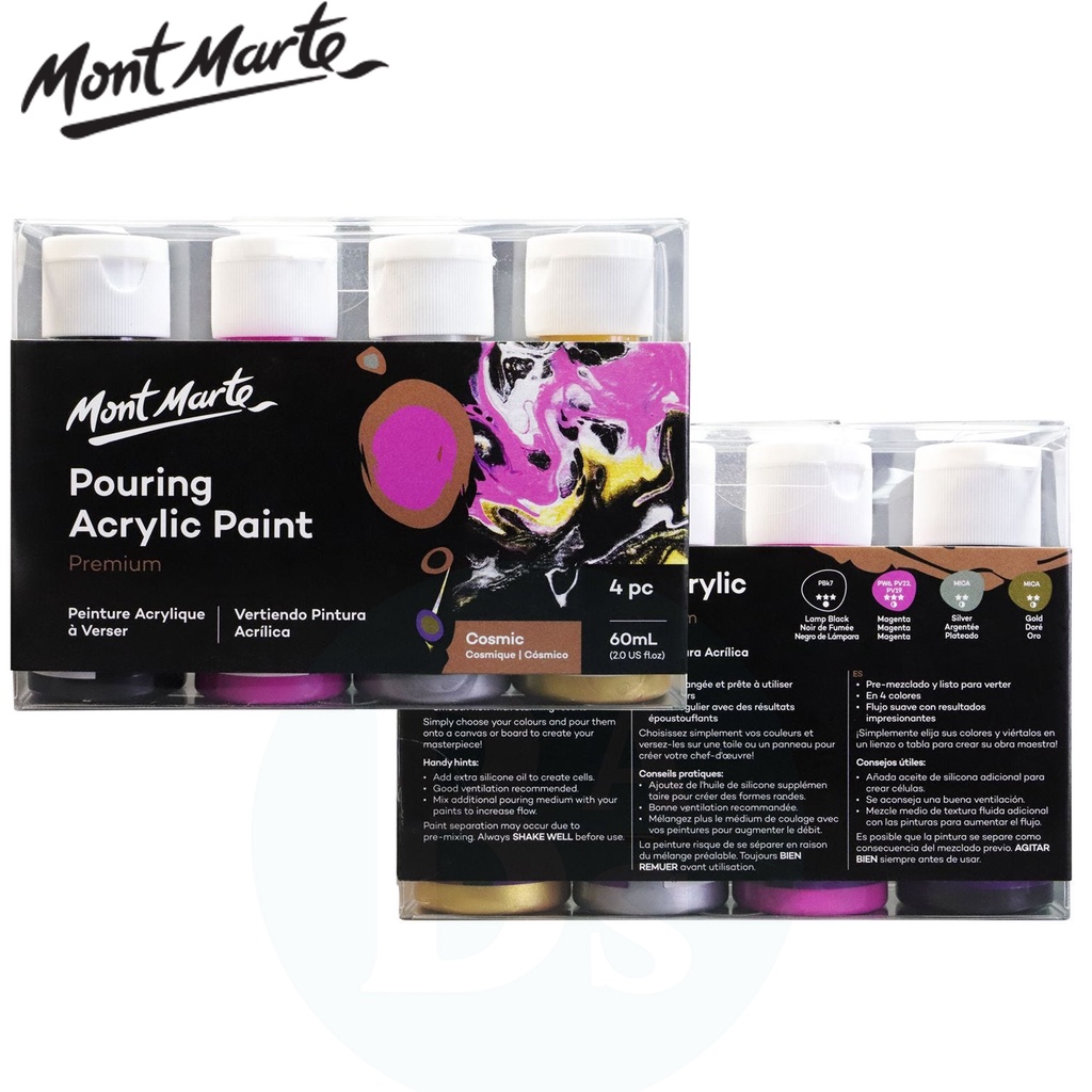 

Pouring Acrylic Paint Cosmic Set Premium 4pc x 60ml (2oz) - Mont Marte