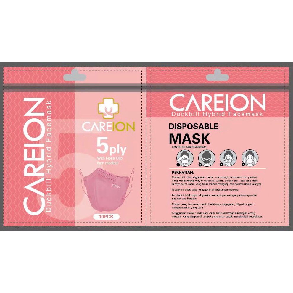 MASKER CAREION DUCKBILL HYBRID 5PLY WARNA WARNI | isi 10pcs