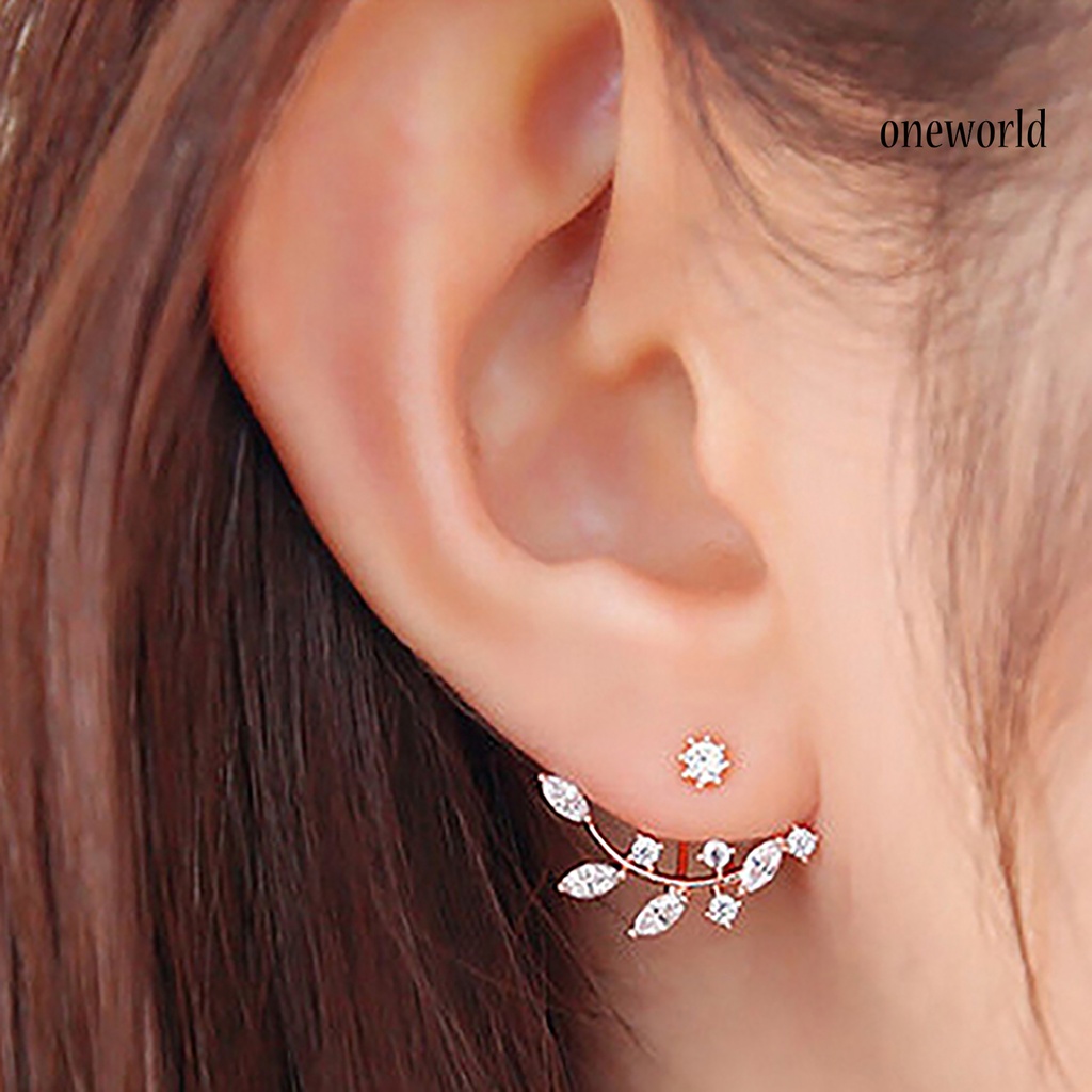 OW@ 1 Pair Women Earrings Attractive Jewelry Gift Mini Women Rhinestone Ear Studs for Wedding