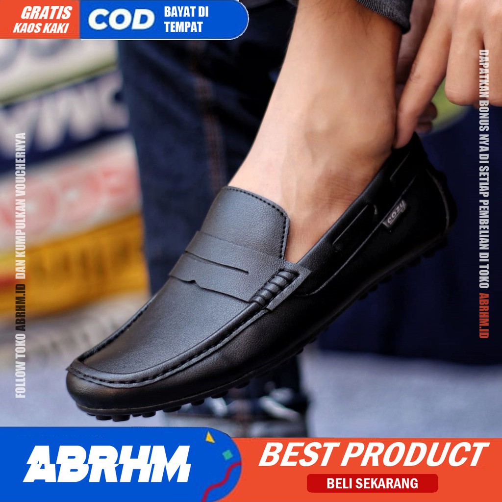 ABRHM X VERONA Sepatu Kasual Pria Sepatu Pria Casual Slop Anti Slip Kulit Pu Cowo/Cowok Sepatu Kerja Kantor Semi Formal Kuliah Kondangan Gaya keren Kekinian Murah Terlaris