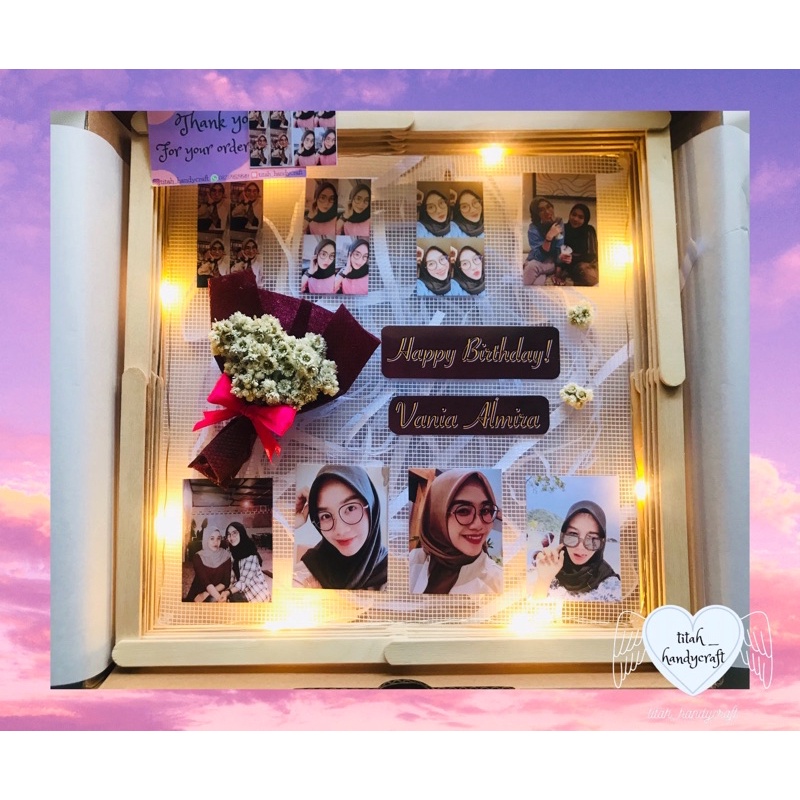 

TITAH BINGKAI HANDMADE / Flower in Frame Kado Pernikahan Kado ultah rustik / DRIED FLOWER / gift box