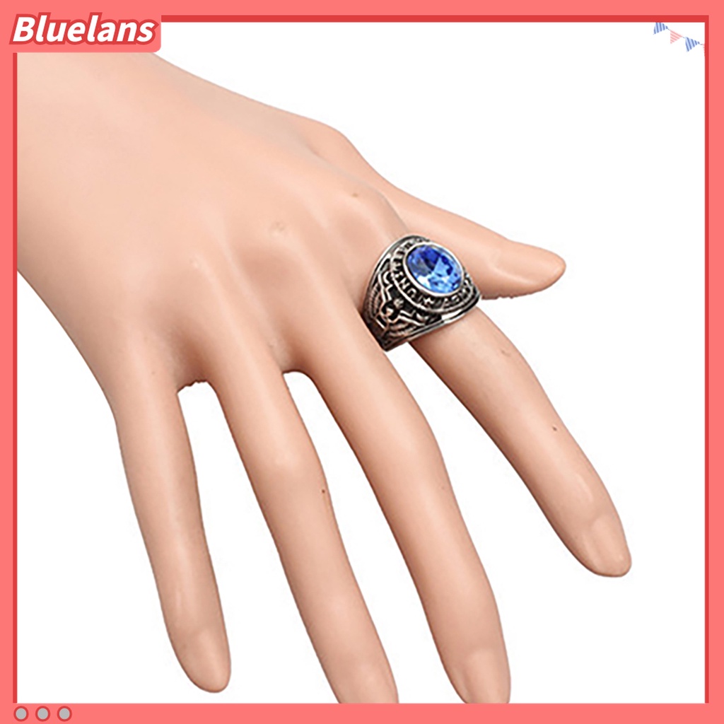 Bluelans Cincin Bahan Titanium Steel Aksen Berlian Imitasi Untuk Pria Dan Wanita