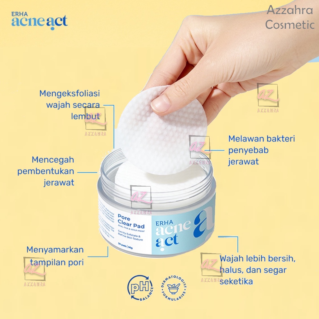 ERHA Acneact Pore Clear Pad 90g | Kapas Eksfoliasi Wajah Berjerawat