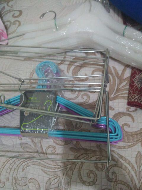 Hanger Gantungan Pakaian / Jilbab Lipat 40 Cm 6 Tingkat 6 In1 Gantungan Multifungsi Hanger Handuk