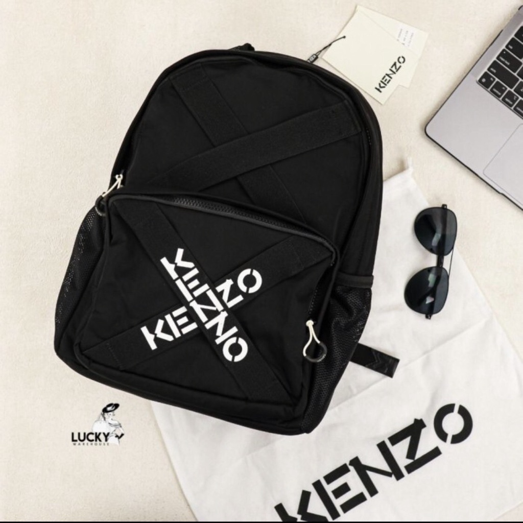 Kenzo Taped Logo Backpack In Black - ORIGINAL 100%