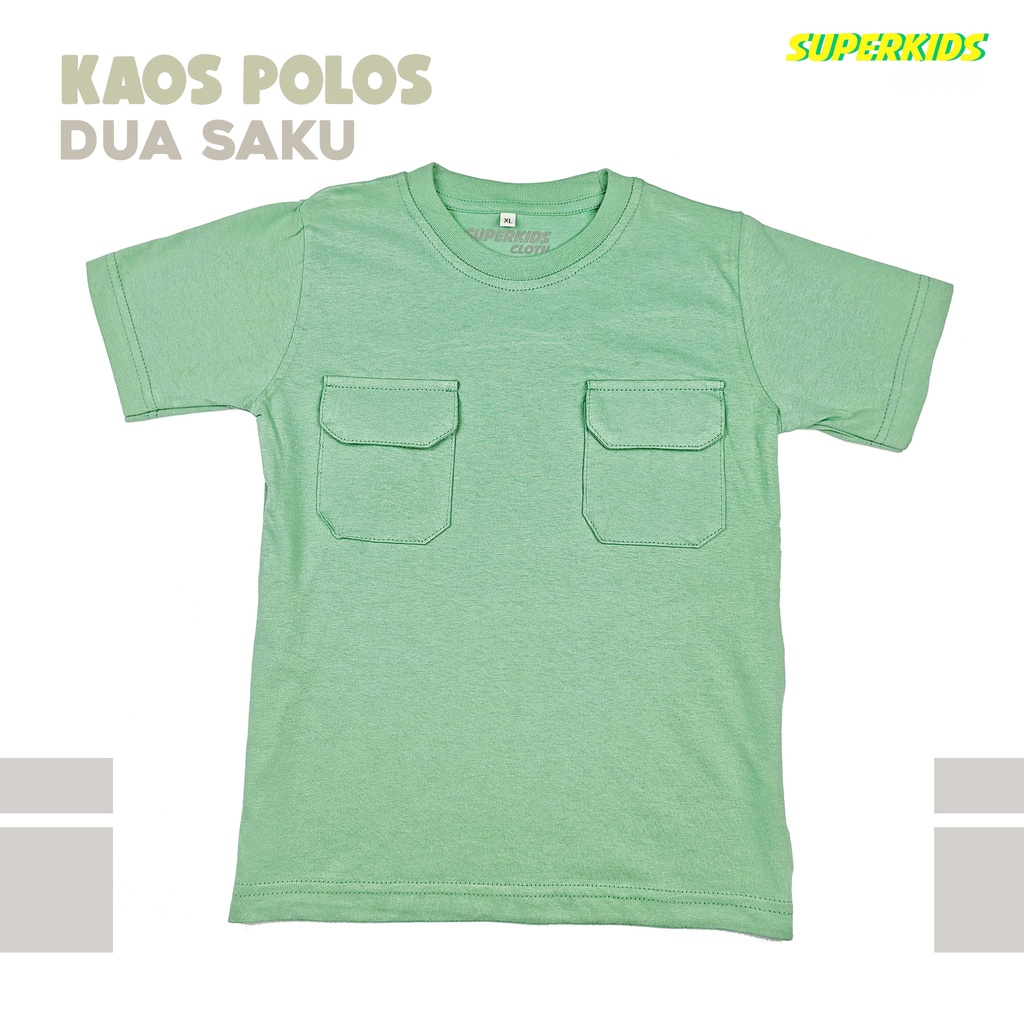 KAOS ANAK COWOK / BAJU ANAK LAKI LAKI / PAKAIAN ANAK COWOK POLOS SAKU DUA HIJAU BRAND SUPERKSIDCLOTH 1 - 11 TAHUN