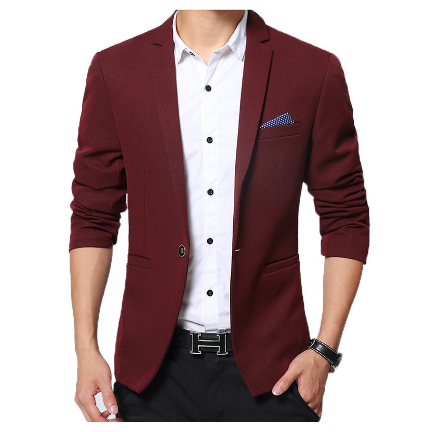 Jas Blazer Pria Merah Maron
