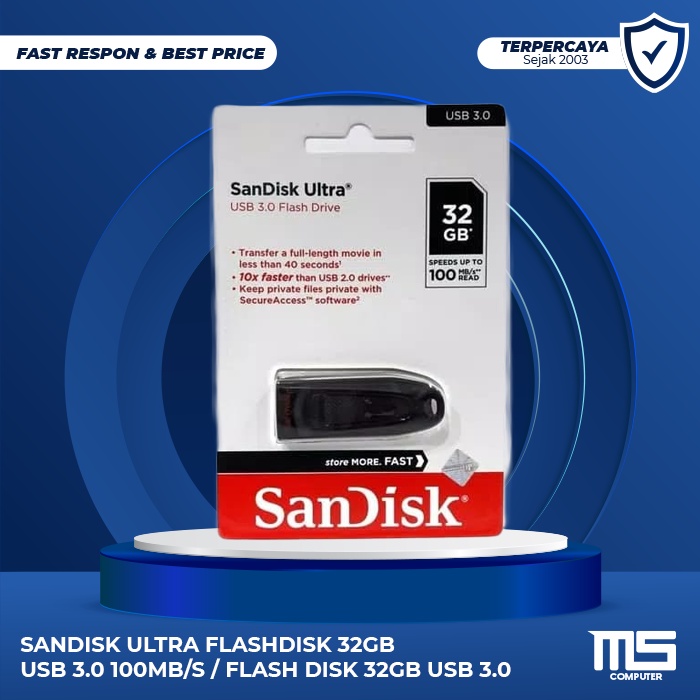 SANDISK ULTRA FLASHDISK 32GB USB 3.0 100MB/S / FLASH DISK 32GB USB 3.0