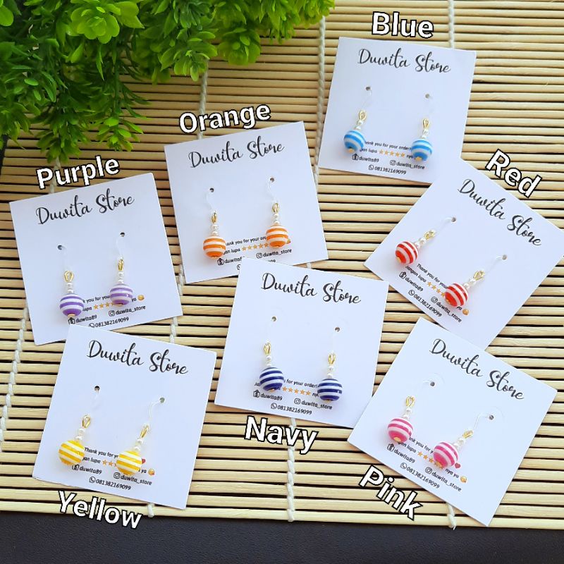 HANDMADE ANTING ANAK KAITAN PLASTIK MOTIF MUTIARA 2WARNA