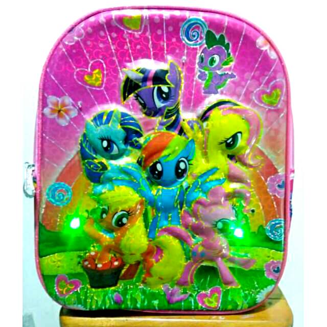 Tas anak tk littlepony musik lampu raincover