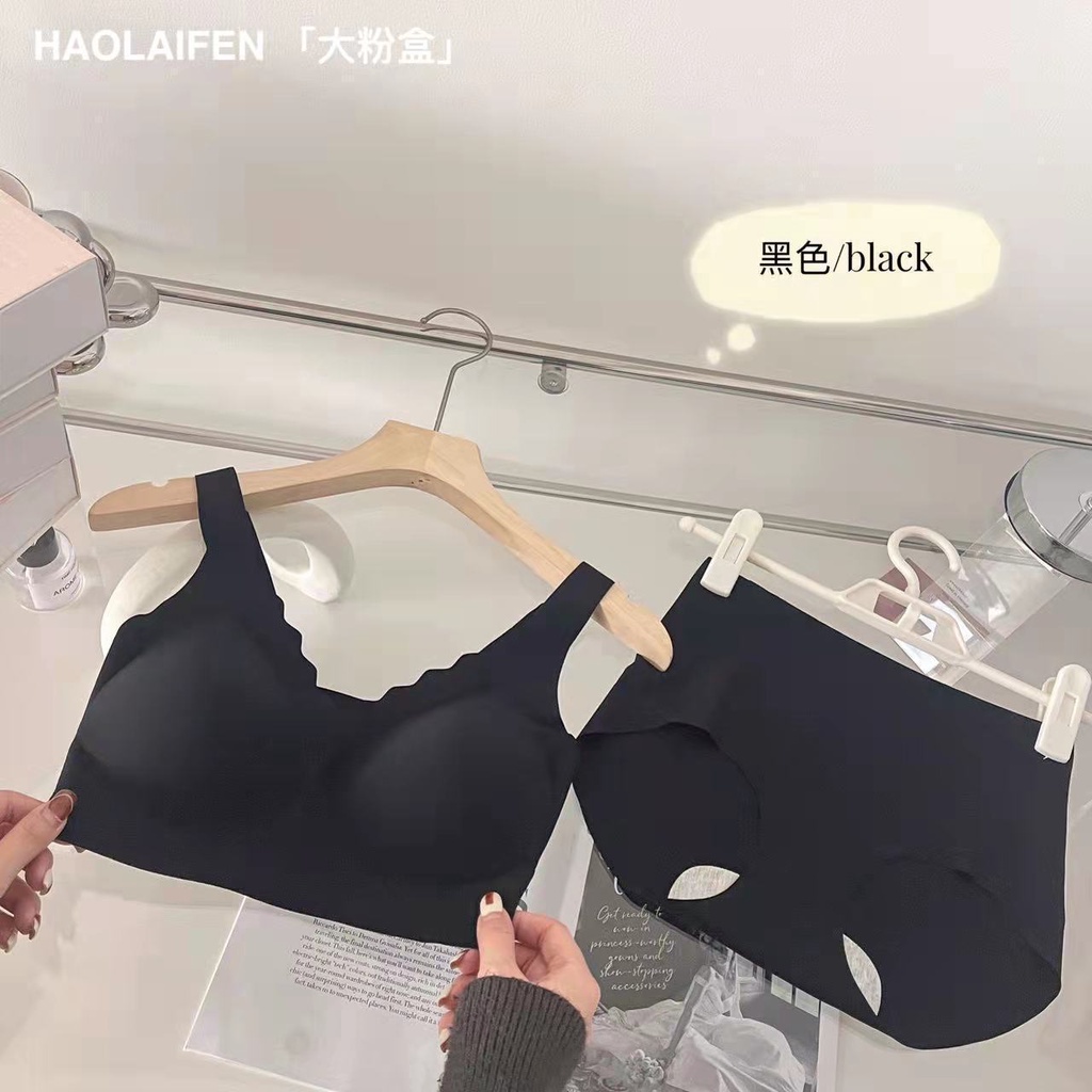 Besar Merah Muda Kotak Pakaian Dalam Wanita Seamless Wireless Push Up Kenyamanan Olahraga Bra Set Uk