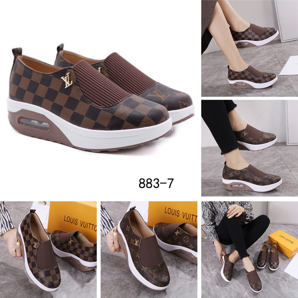 Sepatu Louis Vuitton LV Wedges Slip-on Shoes 883-7